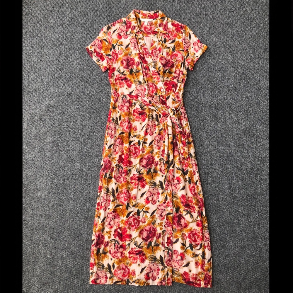 Garnet Hill Anya tie front crepe dress size 4